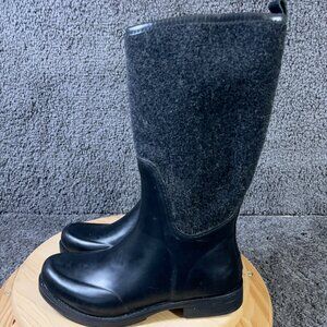 UGG Reignfall Boots Womens Size 10 Waterproof Wool Rubber Gray Black Mid Calf